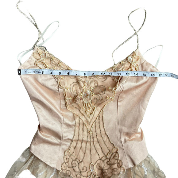 LARALIE VINTAGE PRINCESS BALL GOWN BEADED IN CHAMPAIGN WOMEN SIZE 6/8 - Picture 10 of 13